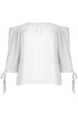 White Off Shoulder Knot Sleeve Blouse