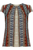 Cream Aztec Print Back Lace Textured Tops 