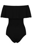 Black Bardot Frill Bodysuit