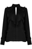 High Neck Ruffle Front Top