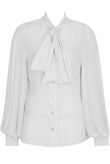 White Front Tie Up Button Up Tops