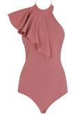 Pink Front & Back Frilled Bodysuit