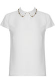 White Collared Stone Back Button Up Blouse