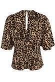 Beige Leopard Print Tie Front Blouse