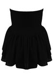 Black Bandeau Shirred Swing Top