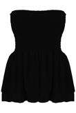 Black Bandeau Shirred Swing Top
