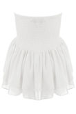 White Bandeau Shirred Swing Top