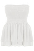 White Bandeau Shirred Swing Top