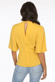 Mustard Choker Neck Tie Up Blouse