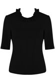 Ruffle Collar Top in Rose Black