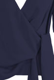 Navy Wrap Over Side Tie Blouse