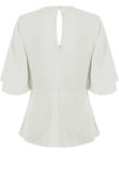  White Front Tie Up Wing Sleeve Blouse