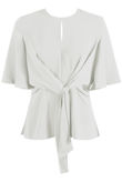  White Front Tie Up Wing Sleeve Blouse