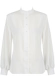 White Lace Trim Long Sleeve High Neck Shirt