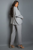 Grey High Neck Oversized Top And Jogger Set