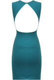 Turquoise Celebrity Style Turquoise Sequin Front Open Back Dress