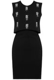 Black Stone Detail Layered Bodycon Dress