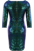 Green Plunge Long Sleeve Sequin Dress