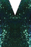 Green Plunge Long Sleeve Sequin Dress