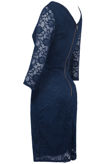 Navy Flower Lace Detail Back Zip Up Bodycon Dress