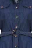 Denim Belted Front Button Up Shift Dress