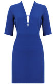 Royal Plunge Neck Crepe Shift Dress