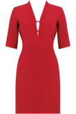 Wine Plunge Neck Crepe Shift Dress