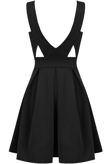 Black Plunge Cut Out Detail Skater Dress