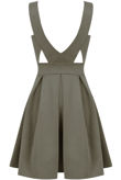 Khaki Plunge Cut Out Detail Skater Dress