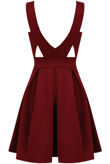 Wine Plunge Cut Out Detail Skater Dress