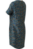  Green Brocade Floral Short Sleeves Shift Dress