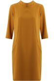 Yellow Side Pocketed 3/4 Sleeve Shift Dress