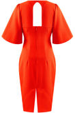  Orange Wide Sleeves Cut Out Midi Dress