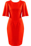  Orange Wide Sleeves Cut Out Midi Dress