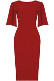 Red Batwing Sleeve Midi Dress