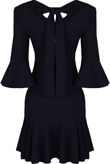 Navy Back Tie Up Pleated Shift Dress 