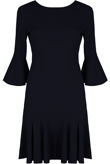 Navy Back Tie Up Pleated Shift Dress 