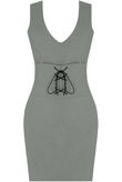 Grey Front Lace Tie Up Bodycon Dress
