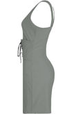 Grey Front Lace Tie Up Bodycon Dress