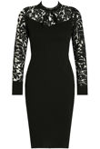 Floral Lace Back Zip Up Midi Dress in Black