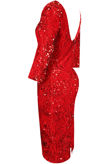 Red Sequin Midi Dress