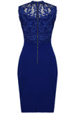 Crochet Lace Overlay Bodycon Dress in Royal Blue