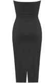 Black Petals Trim Bandeau Midi Dress