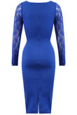 Royal Blue Lace Plunge Neck Midi Dress