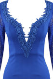 Royal Blue Lace Plunge Neck Midi Dress