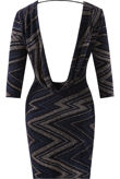 Lurex Zig Zag Cowl Back Dress in Black