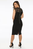 Black Lace Scallop Bodice Bodycon Dress
