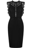 Black Lace Scallop Bodice Bodycon Dress
