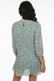 Mint Floral Print Pleated Shift Dress