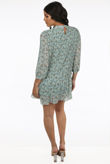 Mint Floral Print Pleated Shift Dress